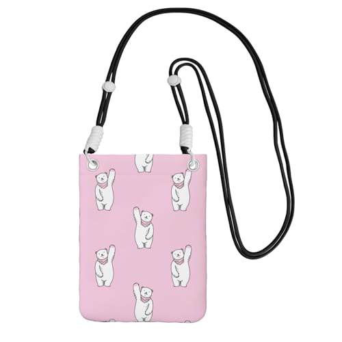 Kleine Crossbody-Geldbörse zum Tragen einer Handytasche, diagonal, Eisbär, Rosa, Mini-Schultertasche, Geldbörse, Smartphone-Geldbörse Kleine Crossbody-Geldbörse zum Tragen einer Handytasche, diagonal, Eisbär, Rosa, Mini-Schultertasche, Geldbörse, Smartphone-Geldbörse von SMSJTMWHN