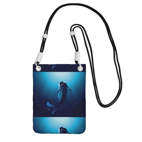 Kleine Crossbody-Geldbörse zum Tragen einer Handytasche, diagonal, blaue Meerjungfrau, Mini-Schultertasche, Geldbörse, Smartphone-Geldbörse von SMSJTMWHN