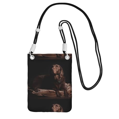 Kleine Crossbody-Geldbörse zum Tragen einer Handytasche, diagonal, brauner Labrador, Mini-Schultertasche, Geldbörse, Smartphone-Geldbörse von SMSJTMWHN
