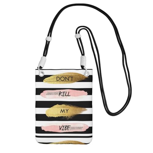 Kleine Crossbody-Geldbörse zum Tragen einer Handytasche, diagonal gestreift, Don'T Kill My Vibe, Mini-Schultertasche, Geldbörse, Smartphone-Geldbörse von SMSJTMWHN