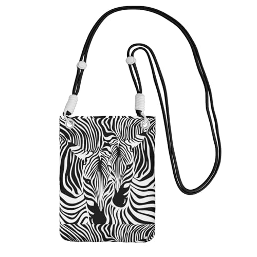 Kleine Crossbody-Tasche zum Tragen einer Handytasche, diagonal abstraktes Tier-Zebra-Mini-Schulter-Geldbörse, Smartphone-Geldbörse von SMSJTMWHN