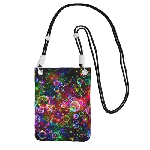 Kleine Umhängetasche, trägt eine Handytasche, diagonal, bunte Regenbogen-Sterne, Mini-Schultertasche, Geldbörse, Smartphone-Geldbörse von SMSJTMWHN