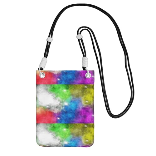 Kleine Umhängetasche, trägt eine Handytasche, diagonal, bunte Wolke, Mini-Schultertasche, Geldbörse, Smartphone-Geldbörse von SMSJTMWHN