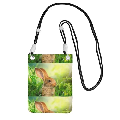 Kleine Umhängetasche, trägt eine Handytasche, diagonal, niedlicher Hase, Mini-Schultertasche, Geldbörse, Smartphone-Geldbörse von SMSJTMWHN