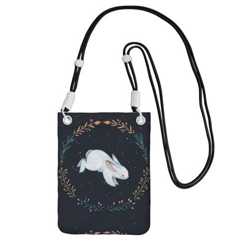 Kleine Umhängetasche, trägt eine Handytasche, diagonal, niedliches weißes Kaninchen, Mini-Schultertasche, Geldbörse, Smartphone-Geldbörse von SMSJTMWHN