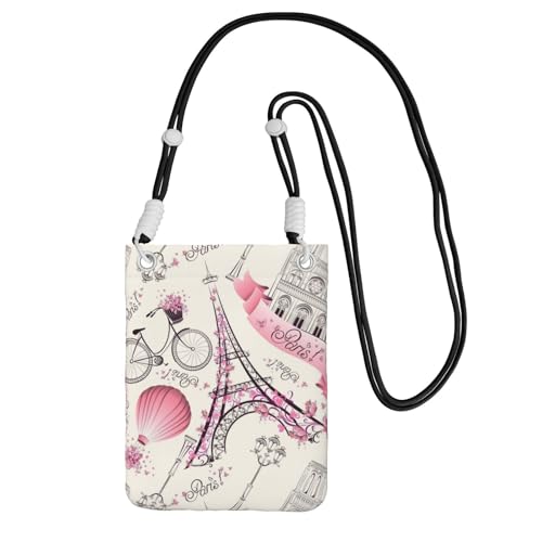 Kleine Umhängetasche, trägt eine Handytasche, diagonal den Pariser Turm und eine Fahrrad-Mini-Schultertasche, Smartphone-Geldbörse von SMSJTMWHN