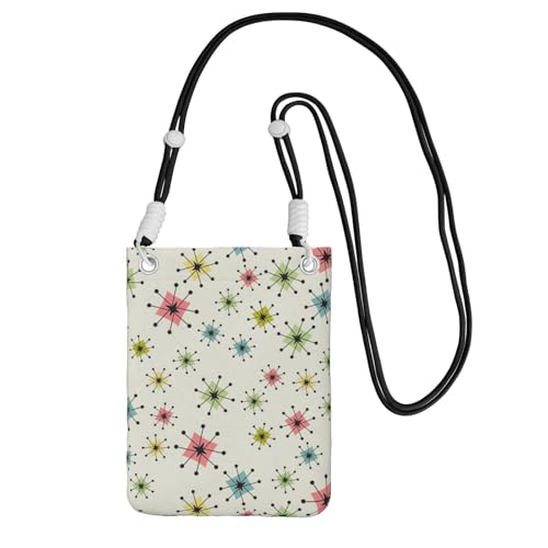 Kleine Umhängetasche, zum Tragen einer Handytasche, diagonal, Atomstern-Muster, Mini-Schultertasche, Geldbörse, Smartphone-Geldbörse von SMSJTMWHN