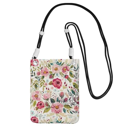 Kleine Umhängetasche, zum Tragen einer Handytasche, diagonal, Blumenblatt, Mini-Schultertasche, Geldbörse, Smartphone-Geldbörse von SMSJTMWHN