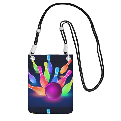 Kleine Umhängetasche, zum Tragen einer Handytasche, diagonal, Bowlingbälle, Mini-Schultertasche, Geldbörse, Smartphone-Geldbörse von SMSJTMWHN