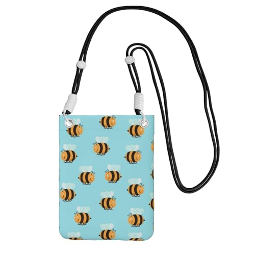 Kleine Umhängetasche, zum Tragen einer Handytasche, diagonal, Cartoon-Bienenmuster, Mini-Schultertasche, Geldbörse, Smartphone-Geldbörse Kleine Umhängetasche, zum Tragen einer Handytasche, diagonal, Cartoon-Bienenmuster, Mini-Schultertasche, Geldbörse, Smartphone-Geldbörse von SMSJTMWHN