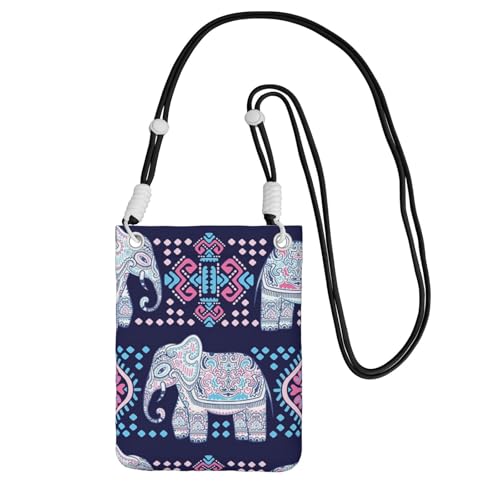 Kleine Umhängetasche, zum Tragen einer Handytasche, diagonal, Elefant, Mini-Schultertasche, Geldbörse, Smartphone-Geldbörse von SMSJTMWHN