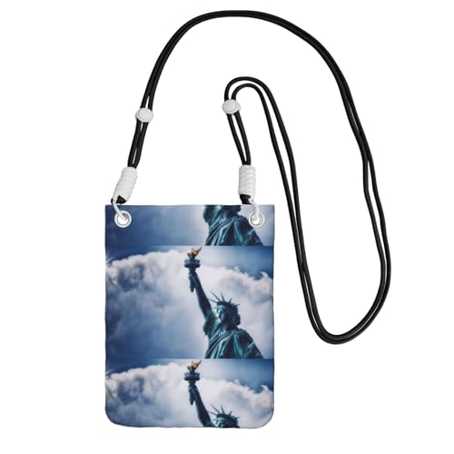 Kleine Umhängetasche, zum Tragen einer Handytasche, diagonal, Freiheitsstatue, Mini-Schultertasche, Geldbörse, Smartphone-Geldbörse von SMSJTMWHN