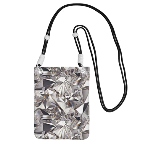 Kleine Umhängetasche, zum Tragen einer Handytasche, diagonal, Glitzer, abstraktes Diamant-Kristallmuster, Mini-Schultertasche, Geldbörse, Smartphone-Geldbörse von SMSJTMWHN