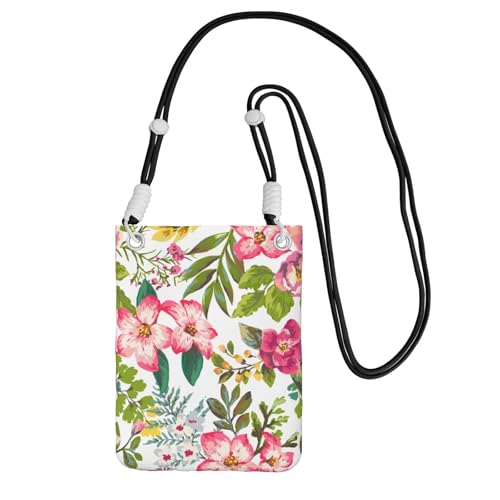 Kleine Umhängetasche, zum Tragen einer Handytasche, diagonal, Hibiskusblumen, Mini-Schultertasche, Geldbörse, Smartphone-Geldbörse von SMSJTMWHN