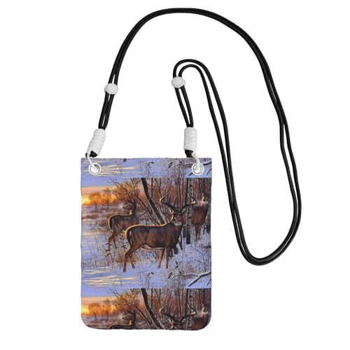 Kleine Umhängetasche, zum Tragen einer Handytasche, diagonal, Hirschbild, Mini-Schultertasche, Geldbörse, Smartphone-Geldbörse von SMSJTMWHN