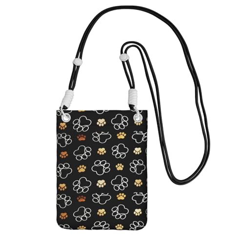 Kleine Umhängetasche, zum Tragen einer Handytasche, diagonal, Hundepfotenabdrücke, Mini-Schultertasche, Geldbörse, Smartphone-Geldbörse Kleine Umhängetasche, zum Tragen einer Handytasche, diagonal, Hundepfotenabdrücke, Mini-Schultertasche, Geldbörse, Smartphone-Geldbörse von SMSJTMWHN
