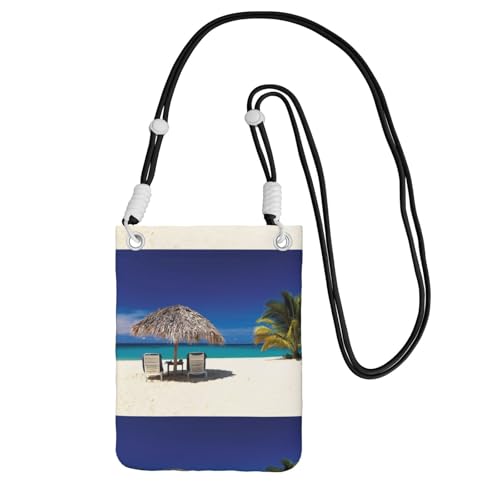 Kleine Umhängetasche, zum Tragen einer Handytasche, diagonal, Jamaika, Strand, Mini-Schultertasche, Geldbörse, Smartphone-Geldbörse von SMSJTMWHN