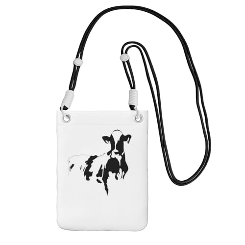 Kleine Umhängetasche, zum Tragen einer Handytasche, diagonal, Kuh in Schwarz und Weiß, Mini-Schultertasche, Geldbörse, Smartphone-Geldbörse Kleine Umhängetasche, zum Tragen einer Handytasche, diagonal, Kuh in Schwarz und Weiß, Mini-Schultertasche, Geldbörse, Smartphone-Geldbörse von SMSJTMWHN