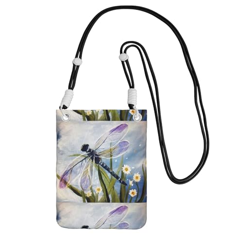 Kleine Umhängetasche, zum Tragen einer Handytasche, diagonal, Libellenmalerei, Mini-Schultertasche, Geldbörse, Smartphone-Geldbörse Kleine Umhängetasche, zum Tragen einer Handytasche, diagonal, Libellenmalerei, Mini-Schultertasche, Geldbörse, Smartphone-Geldbörse von SMSJTMWHN