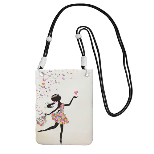 Kleine Umhängetasche, zum Tragen einer Handytasche, diagonal, Mädchen, Tanz, Schmetterling, Mini-Schultertasche, Geldbörse, Smartphone-Geldbörse von SMSJTMWHN