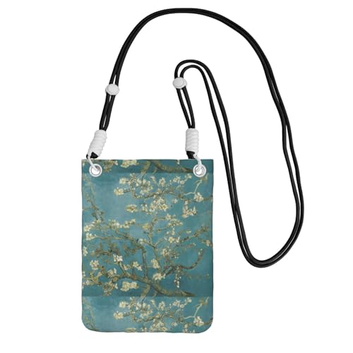 Kleine Umhängetasche, zum Tragen einer Handytasche, diagonal, Mandelblüte, Mini-Schultertasche, Geldbörse, Smartphone-Geldbörse von SMSJTMWHN