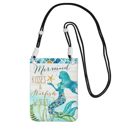 Kleine Umhängetasche, zum Tragen einer Handytasche, diagonal, Meerjungfrau-Mini-Schultertasche, Geldbörse, Smartphone-Geldbörse von SMSJTMWHN