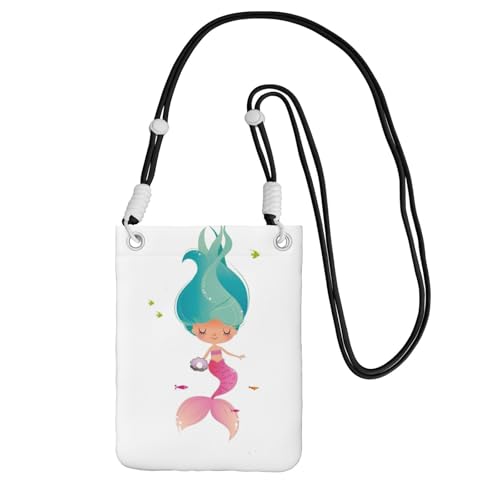 Kleine Umhängetasche, zum Tragen einer Handytasche, diagonal, Meerjungfrau-Mini-Schultertasche, Geldbörse, Smartphone-Geldbörse von SMSJTMWHN