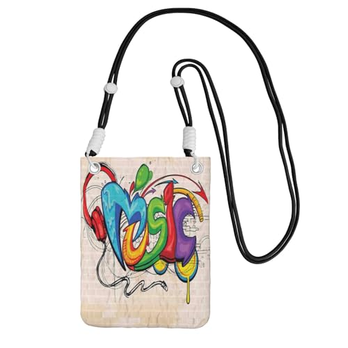 Kleine Umhängetasche, zum Tragen einer Handytasche, diagonal, Musik-Stil, Mini-Schultertasche, Geldbörse, Smartphone-Geldbörse von SMSJTMWHN