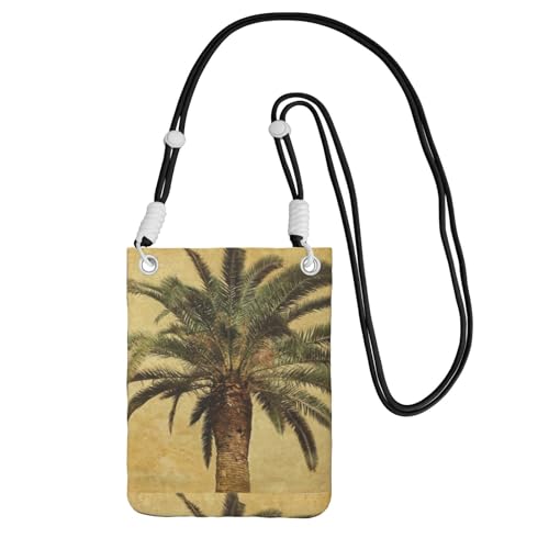 Kleine Umhängetasche, zum Tragen einer Handytasche, diagonal, Palme, tropische Mini-Schultertasche, Geldbörse, Smartphone-Geldbörse von SMSJTMWHN
