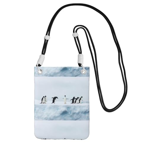 Kleine Umhängetasche, zum Tragen einer Handytasche, diagonal, Pinguine, Mini-Schultertasche, Geldbörse, Smartphone-Geldbörse von SMSJTMWHN