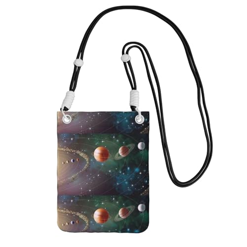 Kleine Umhängetasche, zum Tragen einer Handytasche, diagonal, Planeten-Weltraumsystem, Mini-Schultertasche, Geldbörse, Smartphone-Geldbörse Kleine Umhängetasche, zum Tragen einer Handytasche, diagonal, Planeten-Weltraumsystem, Mini-Schultertasche, Geldbörse, Smartphone-Geldbörse von SMSJTMWHN