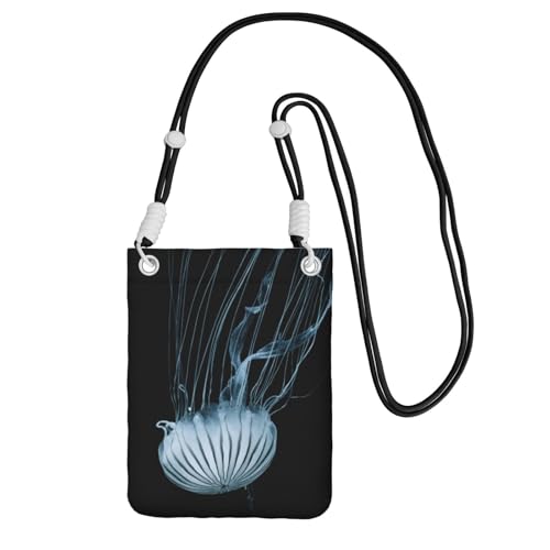 Kleine Umhängetasche, zum Tragen einer Handytasche, diagonal, Quallen, Mini-Schultertasche, Geldbörse, Smartphone-Geldbörse von SMSJTMWHN