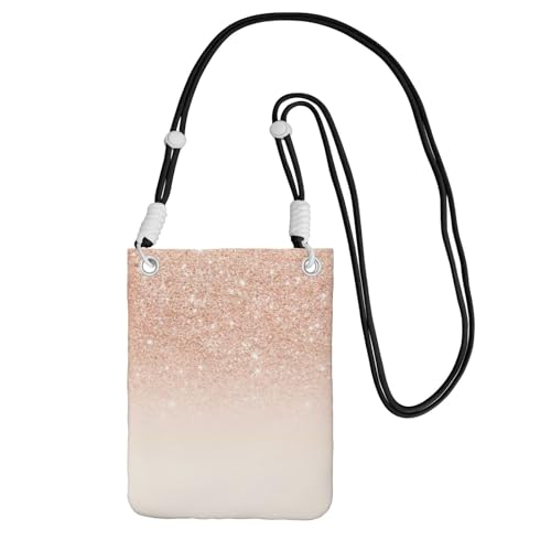 Kleine Umhängetasche, zum Tragen einer Handytasche, diagonal, Roségold, Kunstglitzer, Mini-Schultertasche, Geldbörse, Smartphone-Geldbörse Kleine Umhängetasche, zum Tragen einer Handytasche, diagonal, Roségold, Kunstglitzer, Mini-Schultertasche, Geldbörse, Smartphone-Geldbörse von SMSJTMWHN