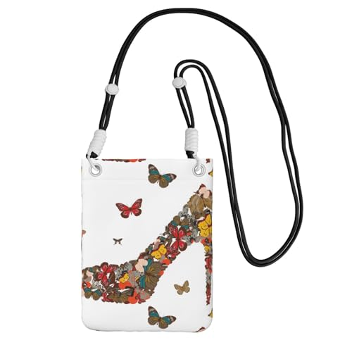 Kleine Umhängetasche, zum Tragen einer Handytasche, diagonal, Schmetterling, High Heel, Mini-Schultertasche, Geldbörse, Smartphone-Geldbörse von SMSJTMWHN