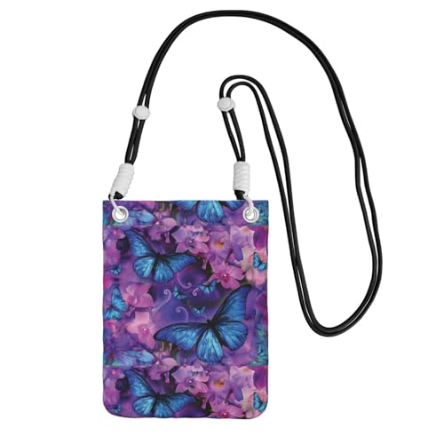 Kleine Umhängetasche, zum Tragen einer Handytasche, diagonal, Schmetterling, Mini-Schultertasche, Geldbörse, Smartphone-Geldbörse von SMSJTMWHN