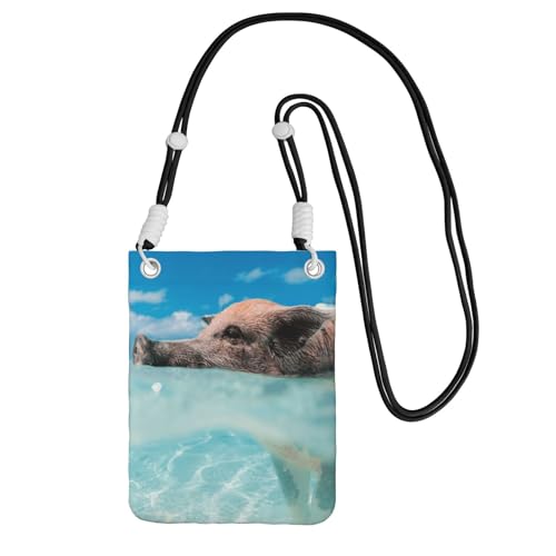 Kleine Umhängetasche, zum Tragen einer Handytasche, diagonal, Schwein, Schwimmbad, Mini-Schultertasche, Geldbörse, Smartphone-Geldbörse Kleine Umhängetasche, zum Tragen einer Handytasche, diagonal, Schwein, Schwimmbad, Mini-Schultertasche, Geldbörse, Smartphone-Geldbörse von SMSJTMWHN