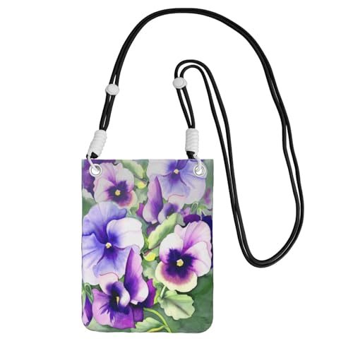 Kleine Umhängetasche, zum Tragen einer Handytasche, diagonal, Stiefmütterchen, Perfektion, Mini-Schultertasche, Geldbörse, Smartphone-Geldbörse von SMSJTMWHN
