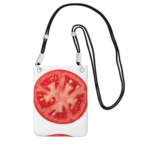 Kleine Umhängetasche, zum Tragen einer Handytasche, diagonal, Tomatenscheibe, Mini-Schultertasche, Geldbörse, Smartphone-Geldbörse von SMSJTMWHN