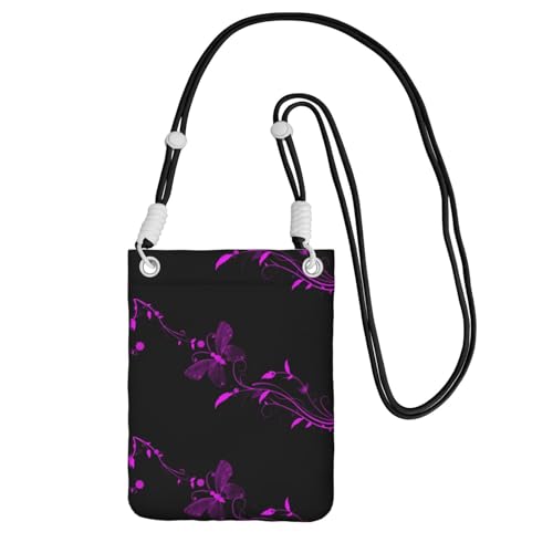 Kleine Umhängetasche, zum Tragen einer Handytasche, diagonal, Violett und Schmetterling, Mini-Schultertasche, Geldbörse, Smartphone-Geldbörse von SMSJTMWHN