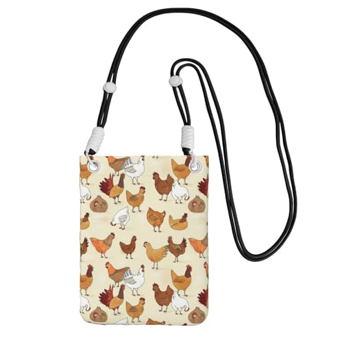 Kleine Umhängetasche, zum Tragen einer Handytasche, diagonal, eine Brut von Hühnern, Mini-Schultertasche, Geldbörse, Smartphone-Geldbörse von SMSJTMWHN