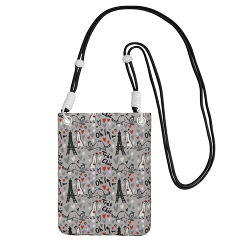 Kleine Umhängetasche, zum Tragen einer Handytasche, diagonal, französisches Modell, Frettchen, Mini-Schultertasche, Geldbörse, Smartphone-Geldbörse Kleine Umhängetasche, zum Tragen einer Handytasche, diagonal, französisches Modell, Frettchen, Mini-Schultertasche, Geldbörse, Smartphone-Geldbörse von SMSJTMWHN