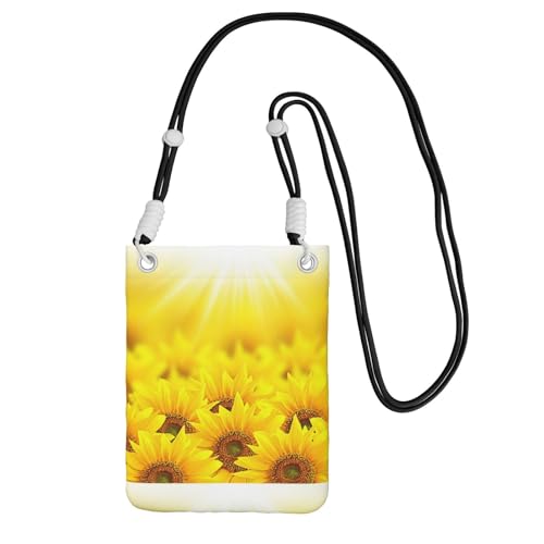 Kleine Umhängetasche, zum Tragen einer Handytasche, diagonal, gelbe Sonnenblumen, Mini-Schultertasche, Geldbörse, Smartphone-Geldbörse von SMSJTMWHN