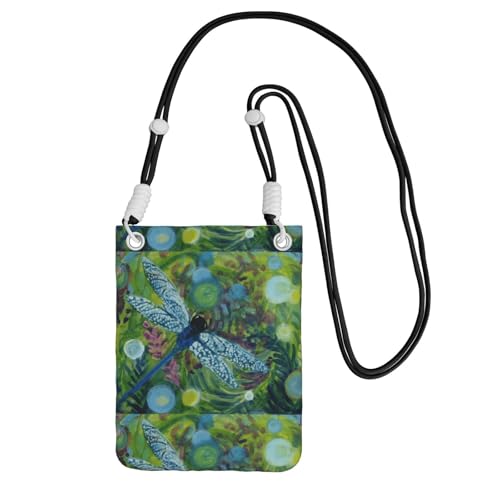 Kleine Umhängetasche, zum Tragen einer Handytasche, diagonal, handbemalt, Libelle, Mini-Schultertasche, Geldbörse, Smartphone-Geldbörse Kleine Umhängetasche, zum Tragen einer Handytasche, diagonal, handbemalt, Libelle, Mini-Schultertasche, Geldbörse, Smartphone-Geldbörse von SMSJTMWHN