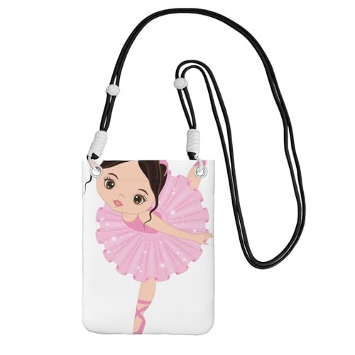 Kleine Umhängetasche, zum Tragen einer Handytasche, diagonal, kleine Ballerina, tanzendes Mädchen, Mini-Schultertasche, Geldbörse, Smartphone-Geldbörse von SMSJTMWHN