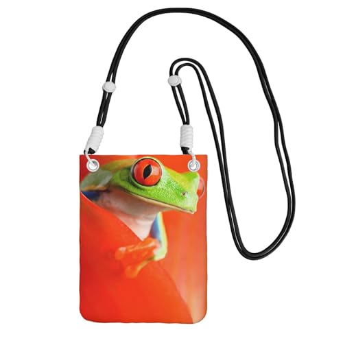 Kleine Umhängetasche, zum Tragen einer Handytasche, diagonal, rote Augen, Baumfrösche, Mini-Schultertasche, Geldbörse, Smartphone-Geldbörse von SMSJTMWHN