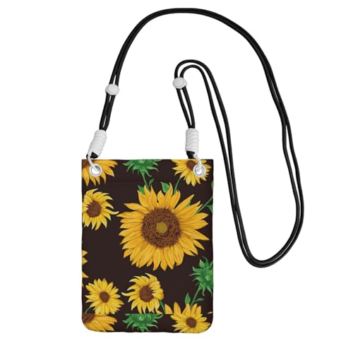 Kleine Umhängetasche, zum Tragen einer Handytasche, diagonal, schöne Sonnenblumen-Mini-Schultertasche, Geldbörse, Smartphone-Geldbörse von SMSJTMWHN