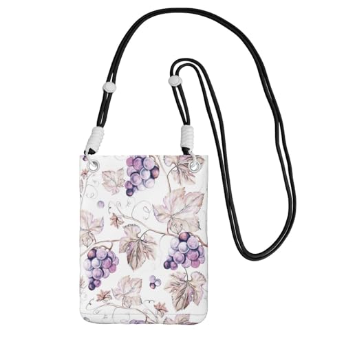 Kleine Umhängetasche, zum Tragen einer Handytasche, diagonal, schöne Weinblätter, Mini-Schultertasche, Geldbörse, Smartphone-Geldbörse von SMSJTMWHN