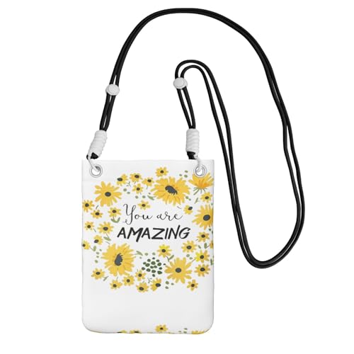 Kleine Umhängetasche, zum Tragen einer Handytasche, diagonal, wilde Gänseblümchen, Mini-Schultertasche, Geldbörse, Smartphone-Geldbörse von SMSJTMWHN