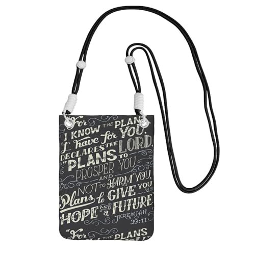 Kleine Umhängetasche mit der Aufschrift "I Know The Plans Have You Declares Lord", Mini-Schultertasche, Geldbörse, Smartphone-Geldbörse von SMSJTMWHN