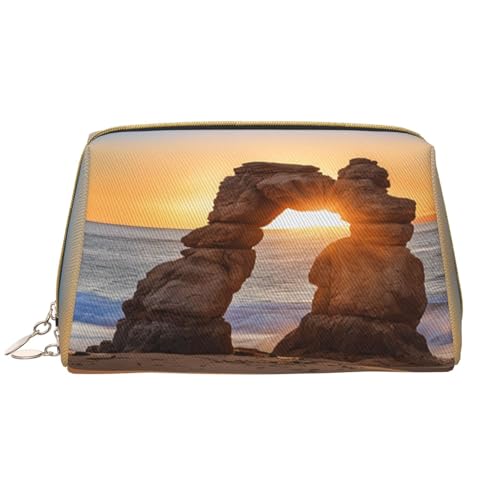 SMSJTMWHN Arches National Park Print Stilvolle und langlebige Leder-Make-up-Tasche mit mehreren Fächern, wasserabweisend, Organizer mit hoher Kapazität für Reisen und Zuhause, Weiss/opulenter Garten, von SMSJTMWHN